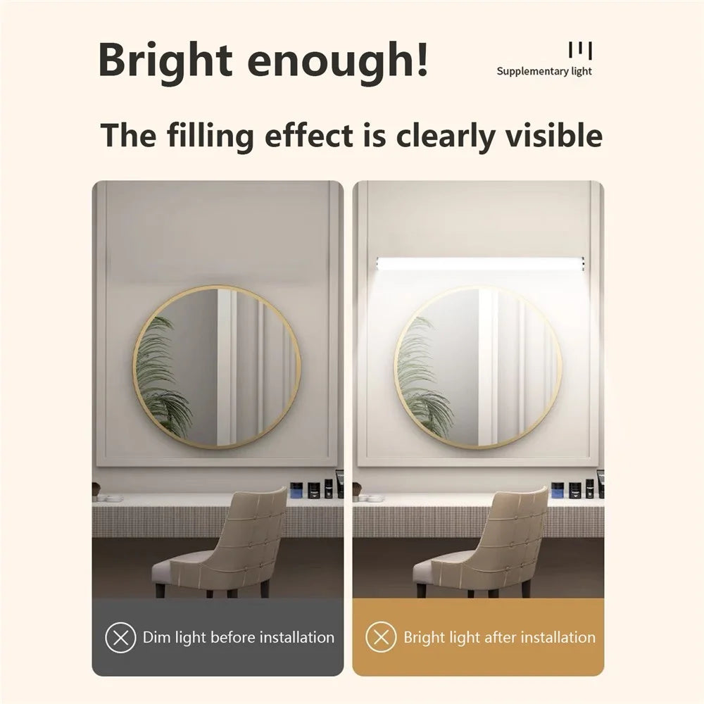 MFL-01 Suction Cup Mounted Mirror Front Makeup Fill Light Rechargeable Aluminum Alloy Light Bar - 6