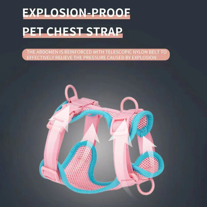 Breathable Mesh Adjustable Dog Cat Harness Summer Pet Vest Harness, Size S - Pink - 4