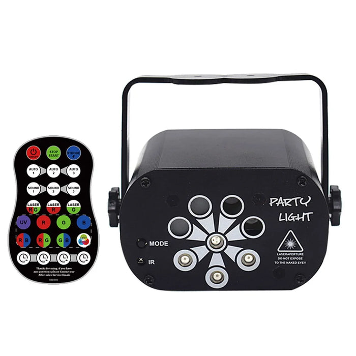 UV 8-hole 120-pattern DJ Disco Light LED Party Lights USB Rechargeable RGB Laser Projection Lamp - 1