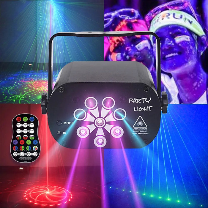 UV 8-hole 120-pattern DJ Disco Light LED Party Lights USB Rechargeable RGB Laser Projection Lamp - 3