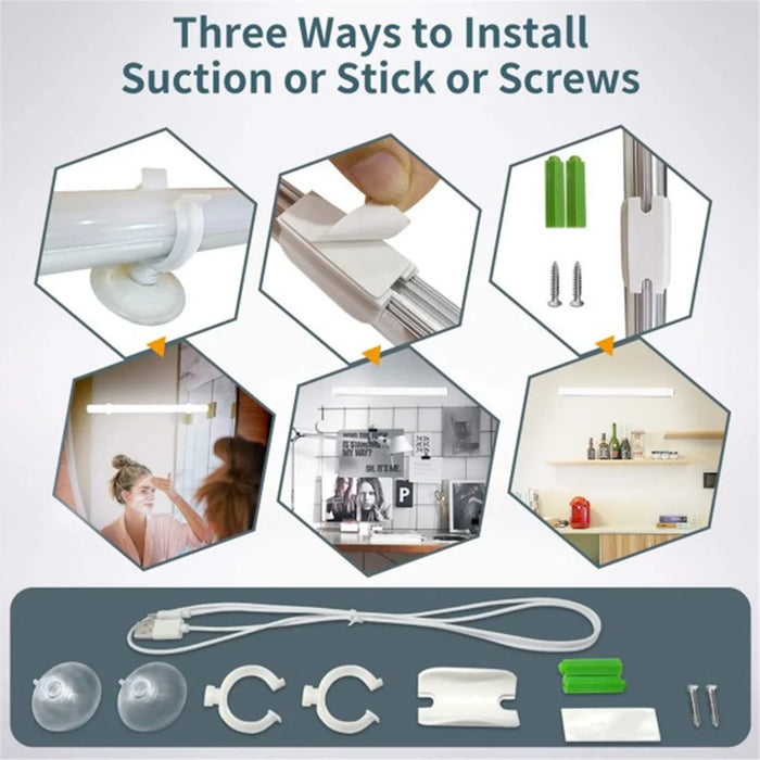 Rechargeable Touch Switch Beauty Mirror Front Light Vanity Dressing Mirror LED Light Bar - 2