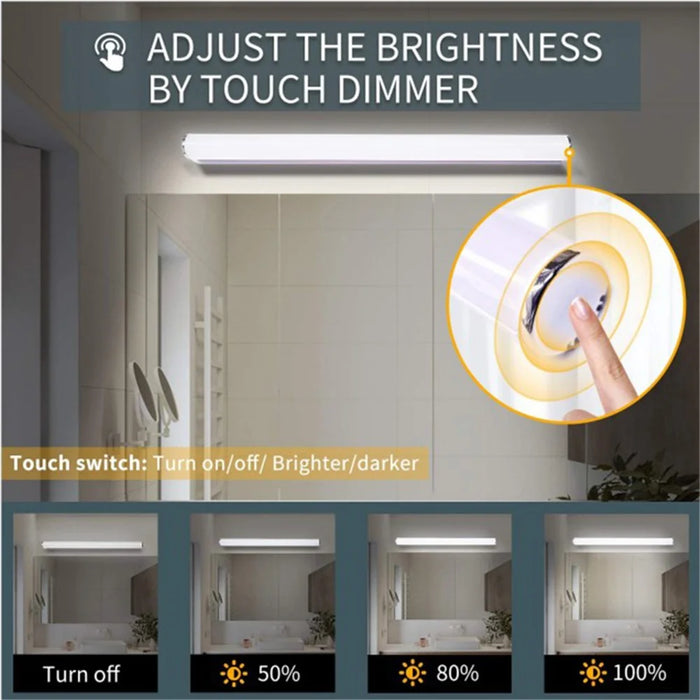 Rechargeable Touch Switch Beauty Mirror Front Light Vanity Dressing Mirror LED Light Bar - 3