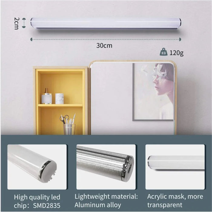 Rechargeable Touch Switch Beauty Mirror Front Light Vanity Dressing Mirror LED Light Bar - 5