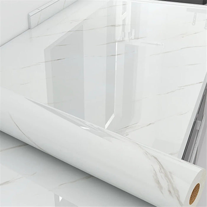 40x500cm Imitation Marble Thicken Self-Adhesive PVC Wallpaper Kitchen Counter Top Anti-Oil Sticker - Jazz White - 1
