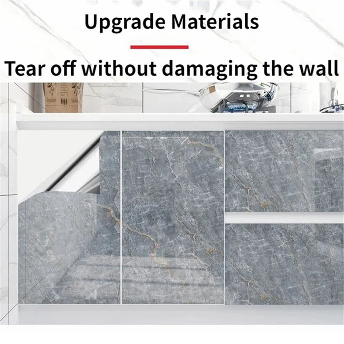 40x500cm Imitation Marble Thicken Self-Adhesive PVC Wallpaper Kitchen Counter Top Anti-Oil Sticker - Jazz White - 3