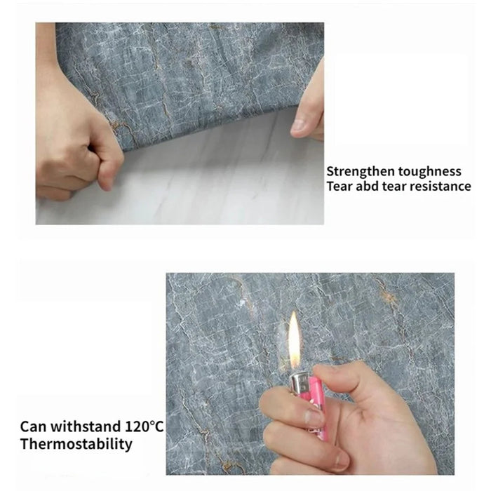 40x500cm Imitation Marble Thicken Self-Adhesive PVC Wallpaper Kitchen Counter Top Anti-Oil Sticker - Jazz White - 4
