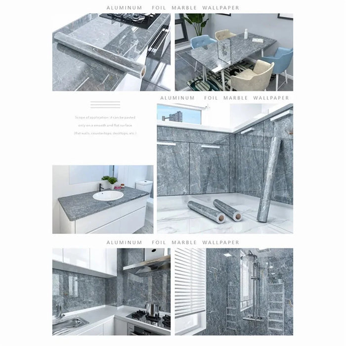 40x500cm Imitation Marble Thicken Self-Adhesive PVC Wallpaper Kitchen Counter Top Anti-Oil Sticker - Jazz White - 6