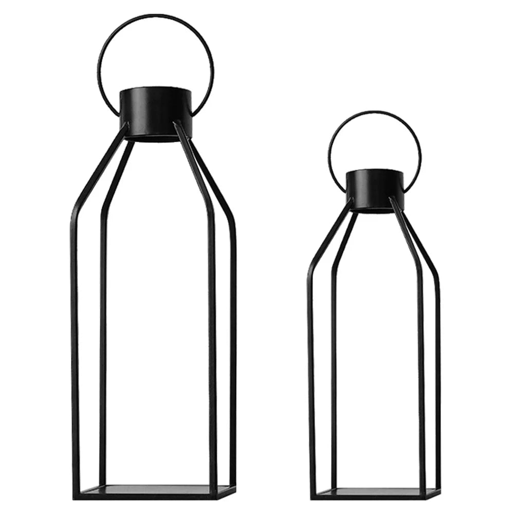 2Pcs / Set Simple Candle Lamp Holder Iron Art Home Garden Desktop Candlestick Ornament, without Candle - 1
