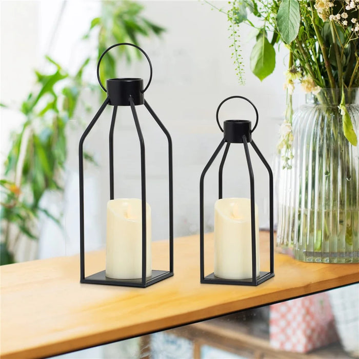 2Pcs / Set Simple Candle Lamp Holder Iron Art Home Garden Desktop Candlestick Ornament, without Candle - 5