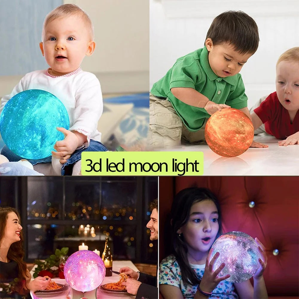 16 Colors LED Moon Light Rechargeable Touch / Tap Control Moon Lamp Home Decor with Remote Control - 4