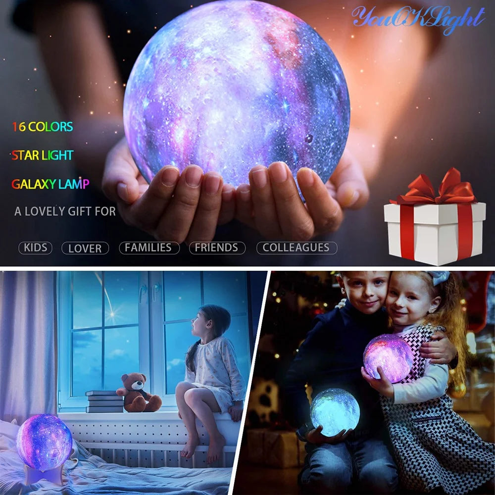 16 Colors LED Moon Light Rechargeable Touch / Tap Control Moon Lamp Home Decor with Remote Control - 5