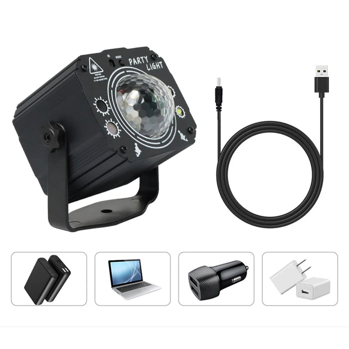 RGB Magic Ball Laser Strobe Stage Projector Light Voice Activated Remote Home Party Lamp - 3