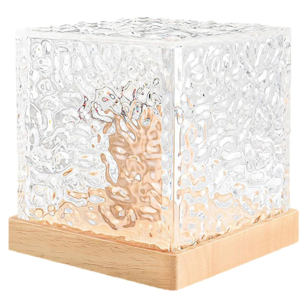 Cube Shape Northern Light Ocean Wave Projector Light 16 Colors Gradual Rotating Flame Lamp - 1