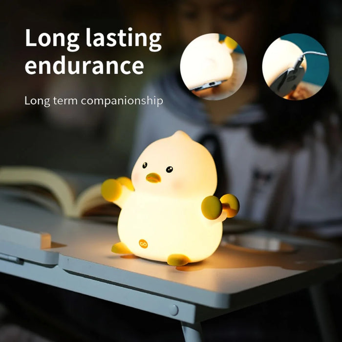 SK-201 Cute Duck Lamp Silicone Night Light LED Bedside Lamp Nursery Nightlight with 30 Minutes Timer - Style A - 7