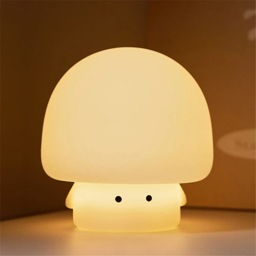 A021 Mushroom Night Light Baby Nursery Cute Silicone Light Bedside Sleep Lamp with 30 Minutes Timer - White - 1