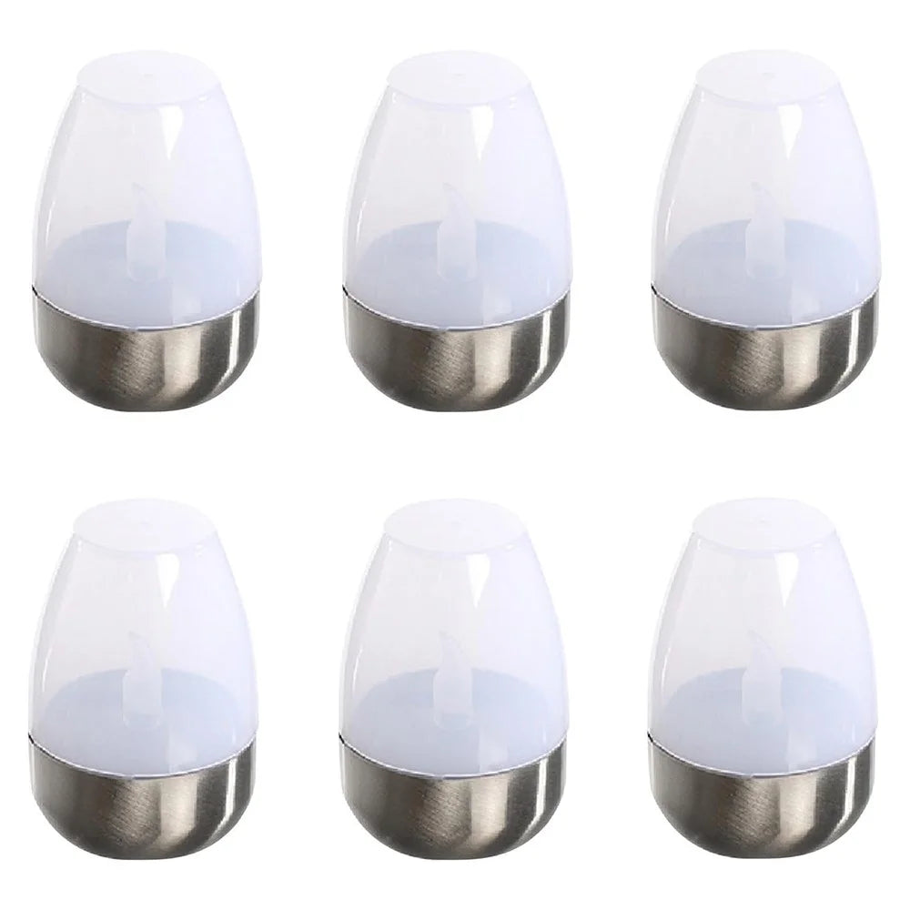 6Pcs Solar Imitation Candle LED Light Garden Yard Decorative Atmosphere Light - White - 1