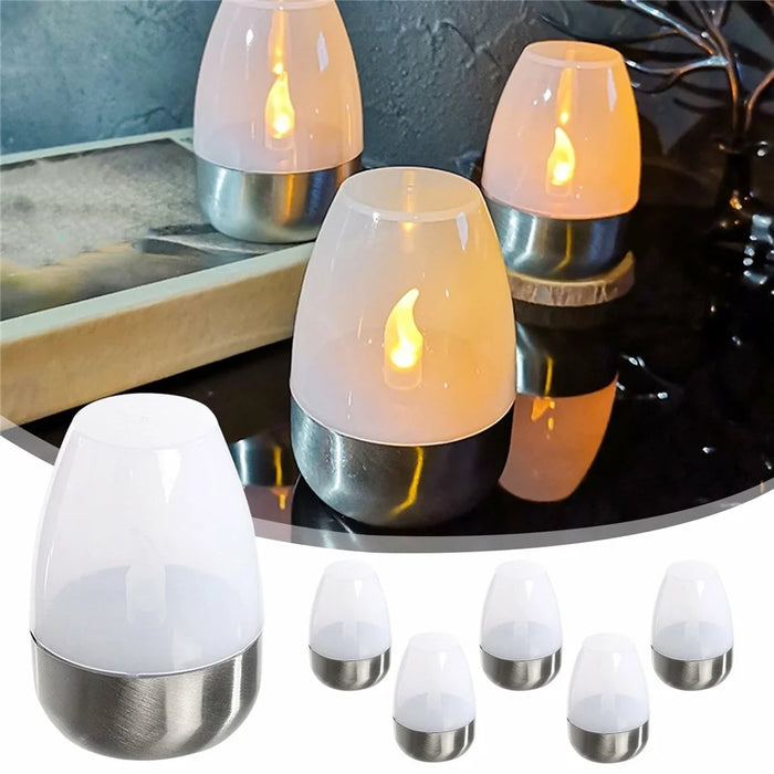 6Pcs Solar Imitation Candle LED Light Garden Yard Decorative Atmosphere Light - White - 3