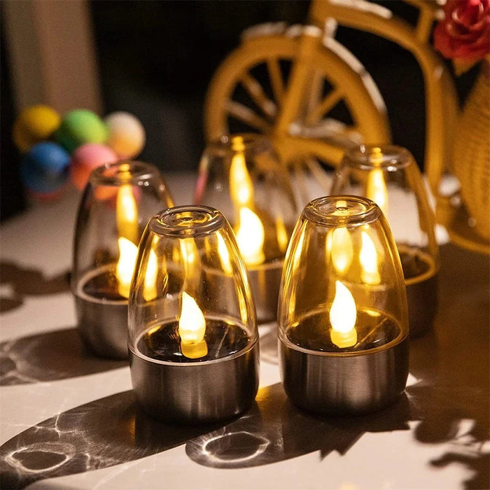 6Pcs Solar Imitation Candle LED Light Garden Yard Decorative Atmosphere Light - White - 6