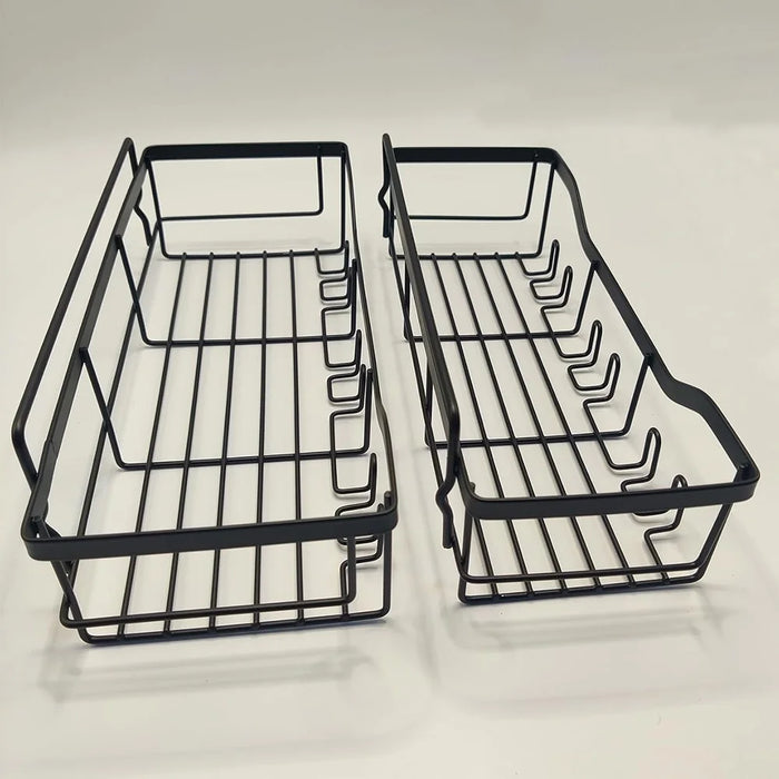 2Pcs / Set 6-Hook Punch-Free Carbon Steel Storage Basket Bathroom Draining Organization Rack - 7