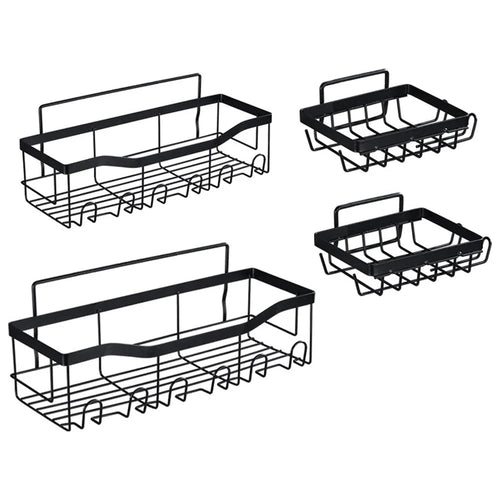 4Pcs / Set 6-Hook Style Punch-Free Carbon Steel Storage Basket Bathroom Draining Organization Rack - 1