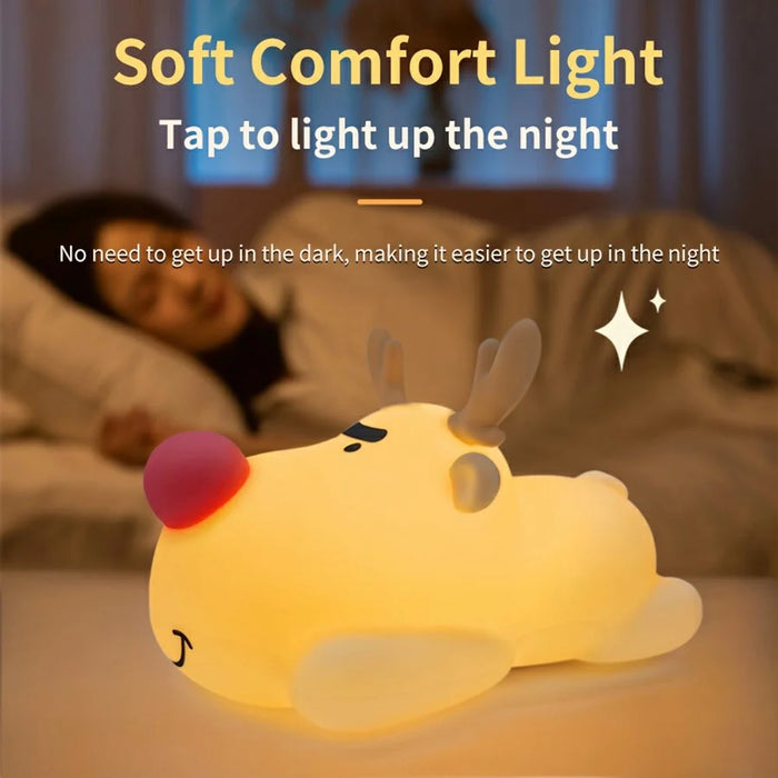 Reindeer Night Light Nursery Silicone Night Lamp Table Decorations - 2