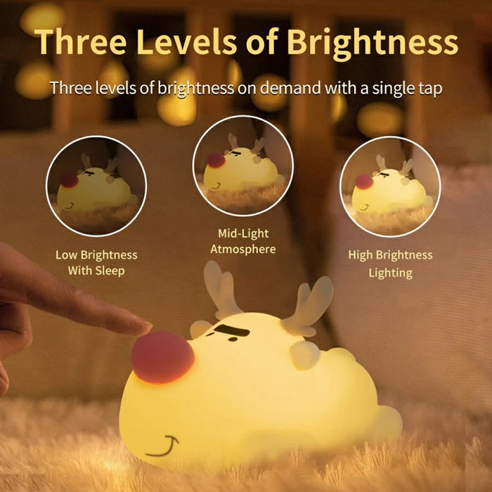 Reindeer Night Light Nursery Silicone Night Lamp Table Decorations - 3