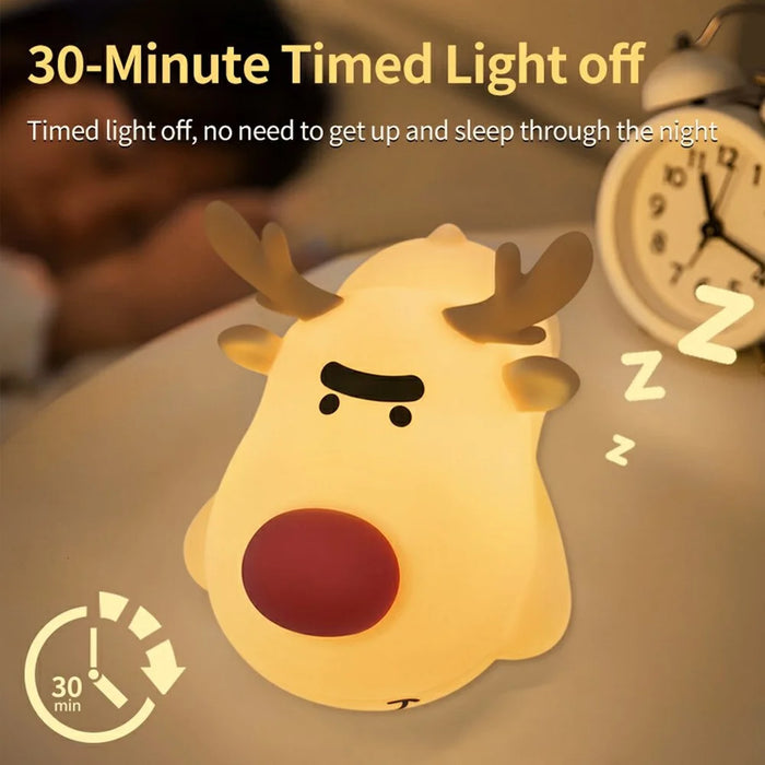 Reindeer Night Light Nursery Silicone Night Lamp Table Decorations - 4