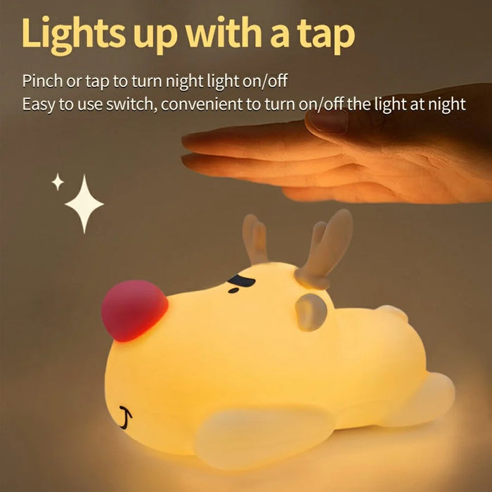 Reindeer Night Light Nursery Silicone Night Lamp Table Decorations - 5