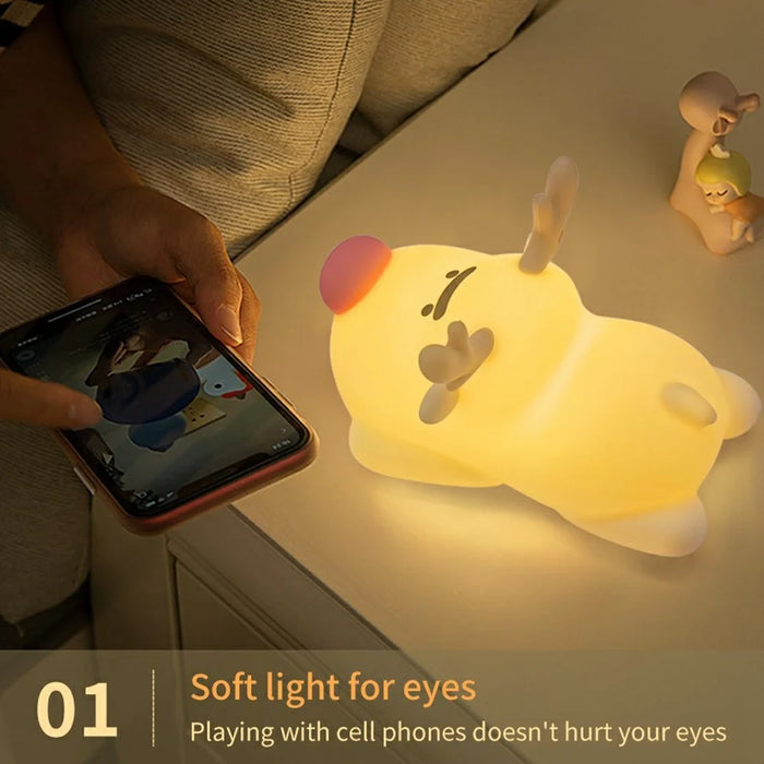 Reindeer Night Light Nursery Silicone Night Lamp Table Decorations - 7