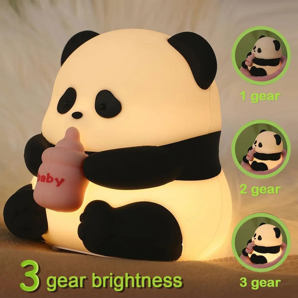 Panda Night Light Dimmable Led Lamp Rechargeable Bedside Touch Silicone Colorful Night Light - 3