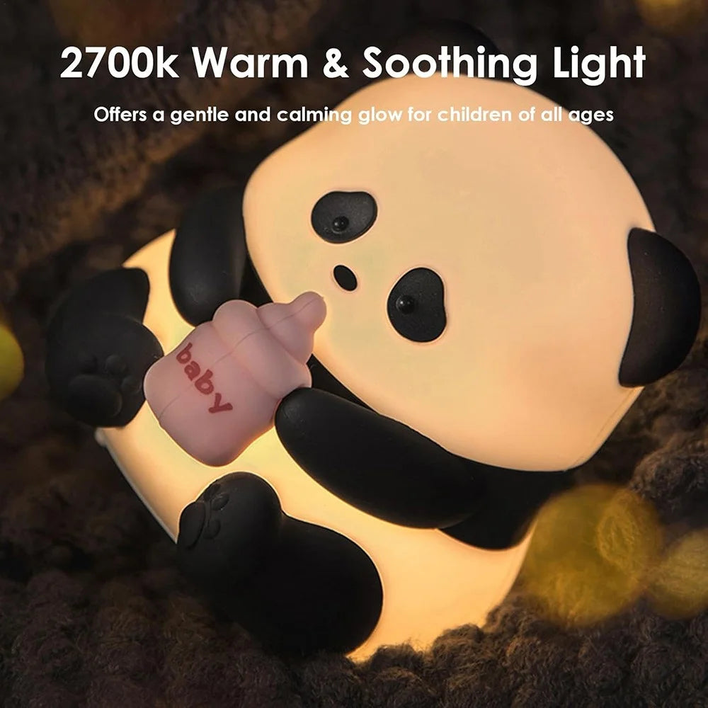 Panda Night Light Dimmable Led Lamp Rechargeable Bedside Touch Silicone Colorful Night Light - 5