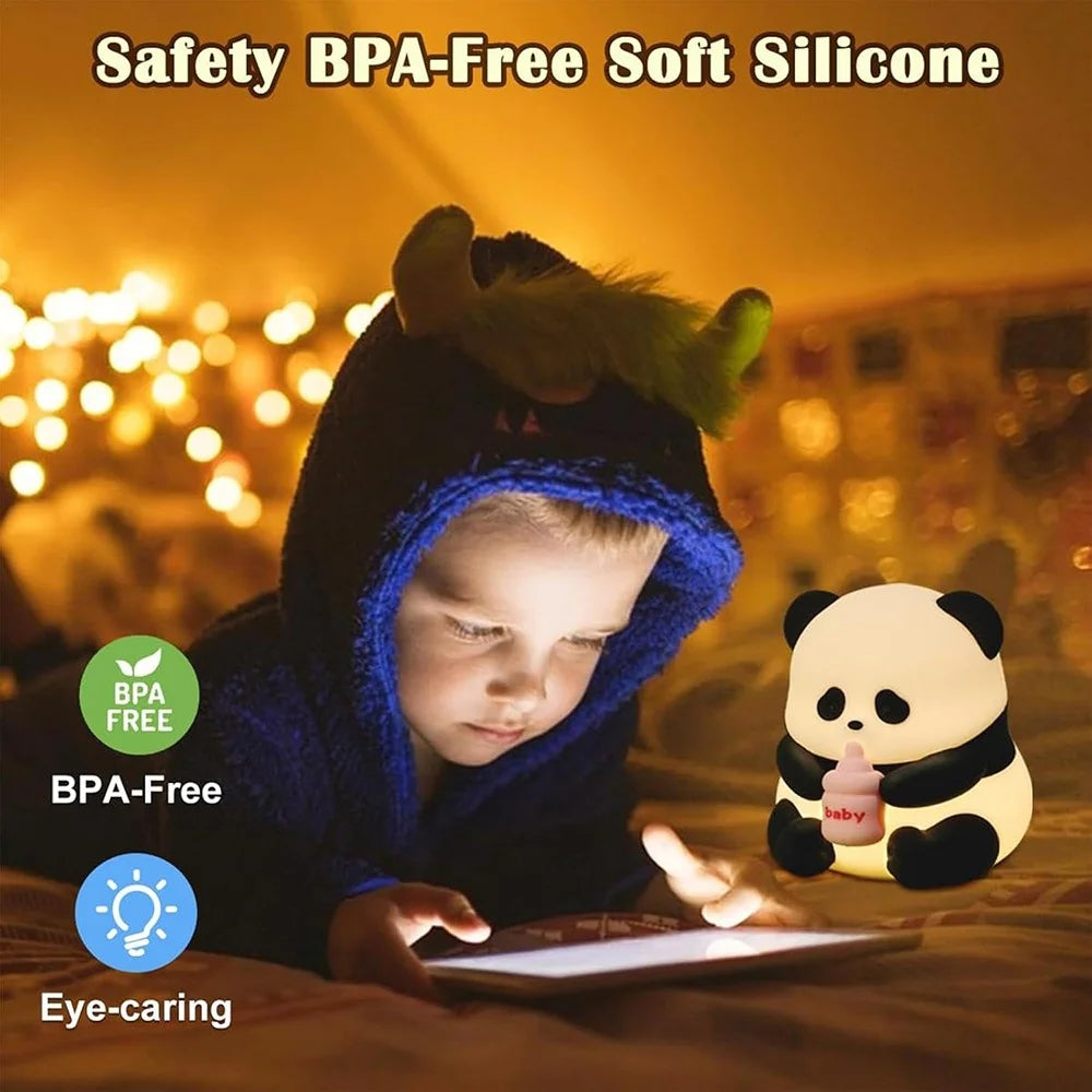 Panda Night Light Dimmable Led Lamp Rechargeable Bedside Touch Silicone Colorful Night Light - 6