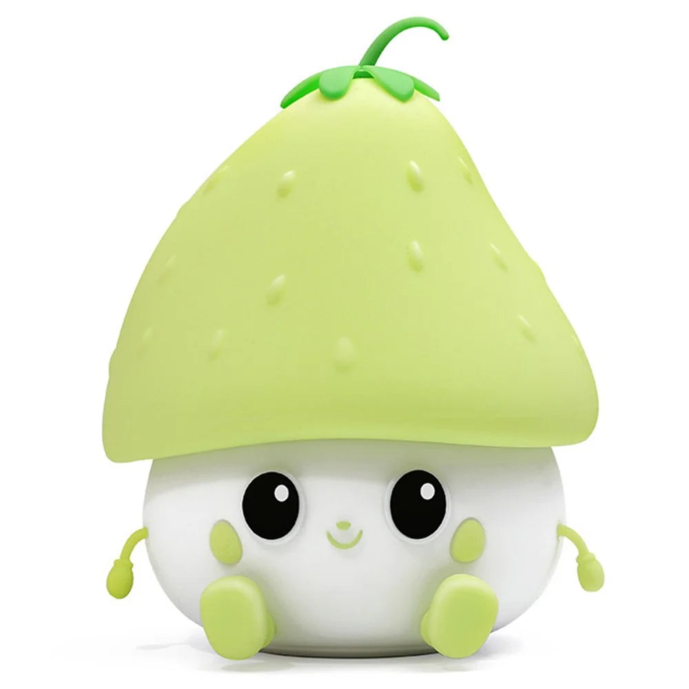 Strawberry Night Light USB Rechargeable Nursery Lamp 2 Brightness Dimmable Squishy Night Light for Bedroom - Green - 1