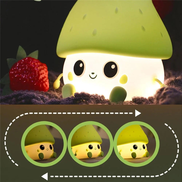Strawberry Night Light USB Rechargeable Nursery Lamp 2 Brightness Dimmable Squishy Night Light for Bedroom - Green - 4