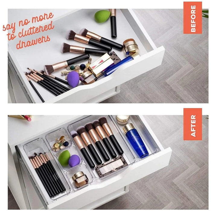 10Pcs / Set Non-Slip Transparent PET Storage Box for Drawers Jewelry Makeup Organizer Container - 3