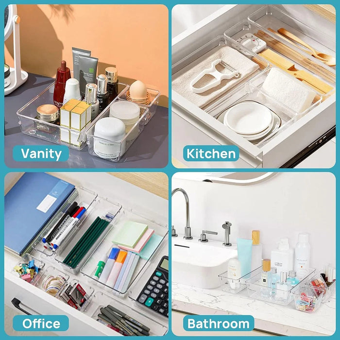 10Pcs / Set Non-Slip Transparent PET Storage Box for Drawers Jewelry Makeup Organizer Container - 4
