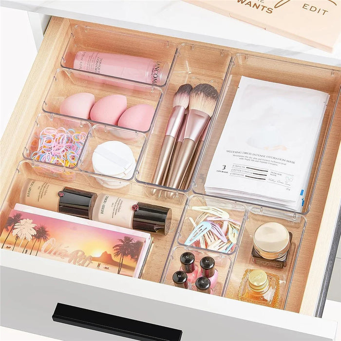 10Pcs / Set Non-Slip Transparent PET Storage Box for Drawers Jewelry Makeup Organizer Container - 6