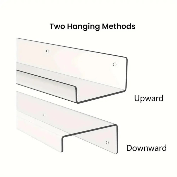 40x10x4cm Transparent Acrylic U-Shaped Display Storage Rack Punch-Free Bathroom Wall Storage Shelf - 4