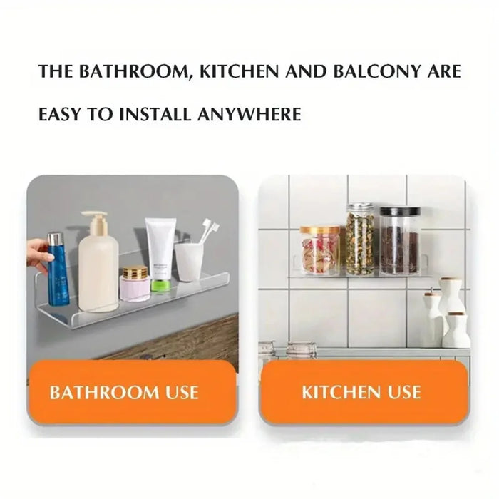 30x10x4cm Transparent Acrylic U-Shaped Display Storage Rack Punch-Free Bathroom Wall Storage Shelf - 3