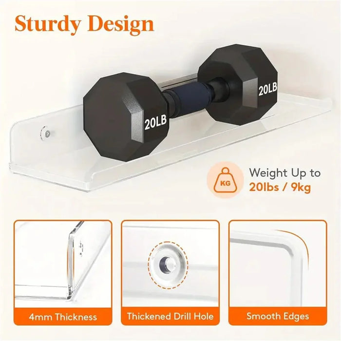 30x10x4cm Transparent Acrylic U-Shaped Display Storage Rack Punch-Free Bathroom Wall Storage Shelf - 5