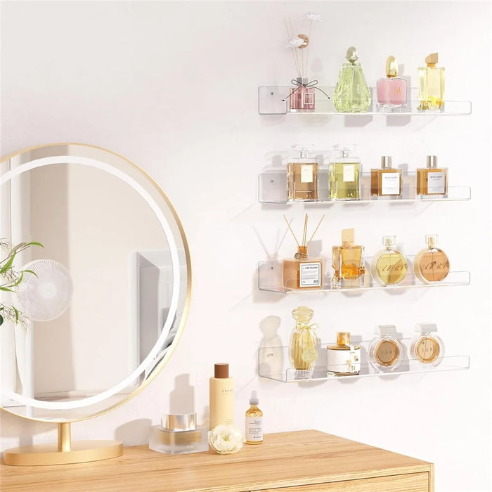 30x10x4cm Transparent Acrylic U-Shaped Display Storage Rack Punch-Free Bathroom Wall Storage Shelf - 7