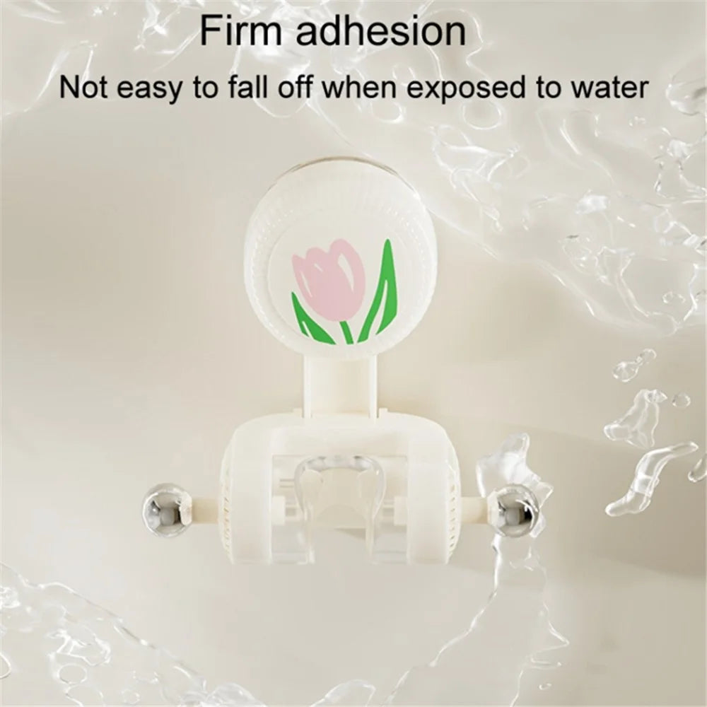 Tulip Shape Suction Cup Shower Head Holder Drill Free Wall Mount Shower Head Support - White - 2