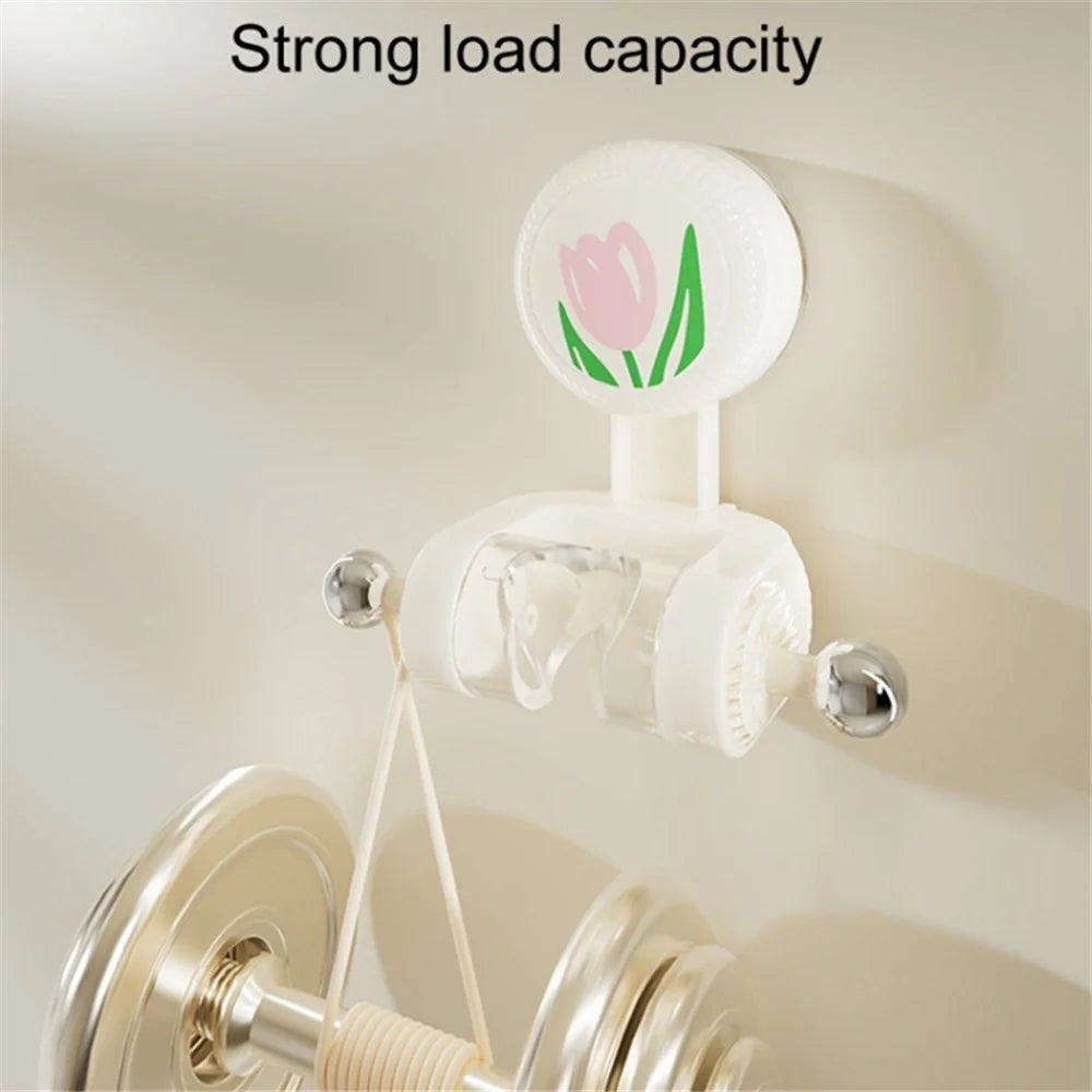 Tulip Shape Suction Cup Shower Head Holder Drill Free Wall Mount Shower Head Support - White - 3