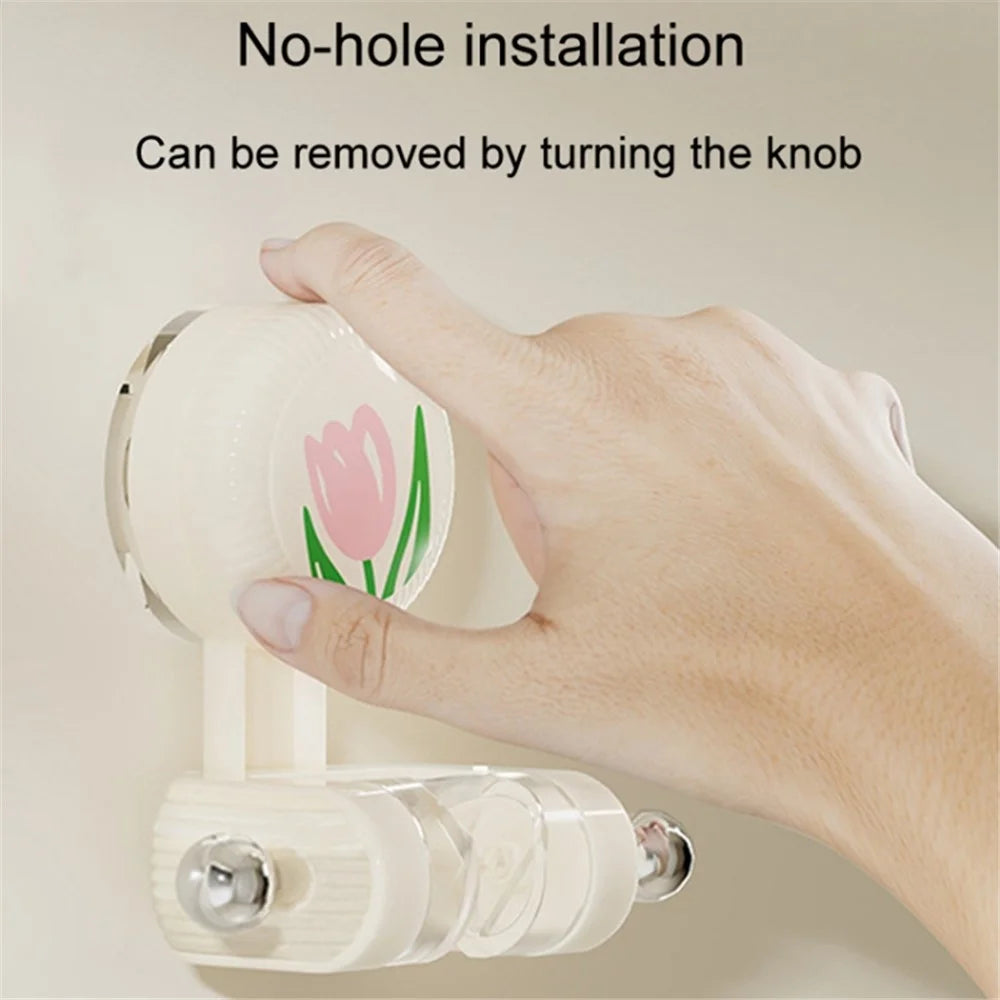 Tulip Shape Suction Cup Shower Head Holder Drill Free Wall Mount Shower Head Support - White - 4