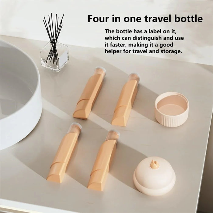 4-in-1 Travel Refillable Bottle Set Portable Squeezed Empty Lotion Shampoo Container - Purple - 4