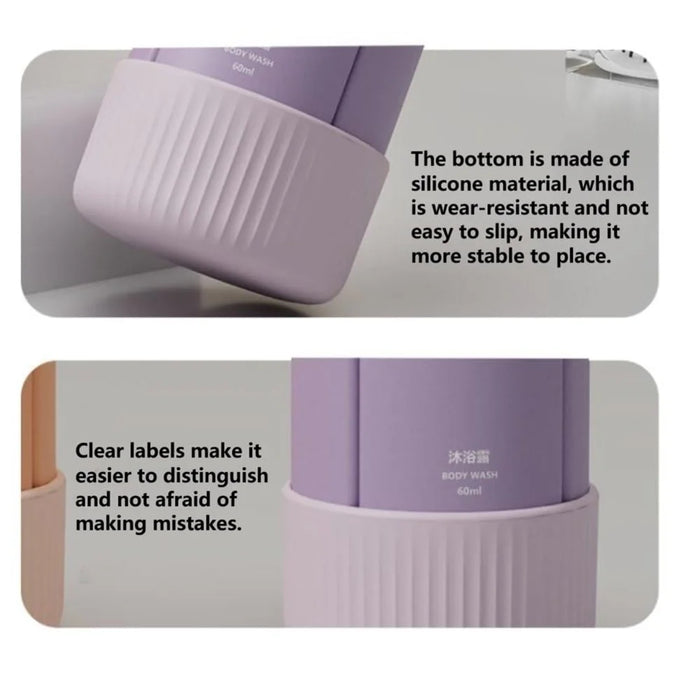 4-in-1 Travel Refillable Bottle Set Portable Squeezed Empty Lotion Shampoo Container - Purple - 7