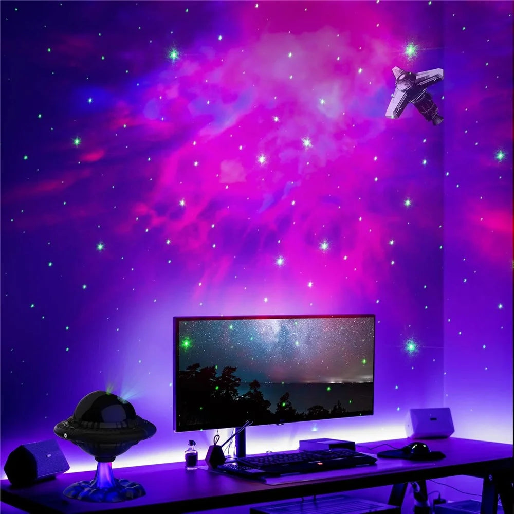 Space UFO Starry Sky Nebula Projection Lamp Bedroom Night Light Atmosphere Lamp - 6
