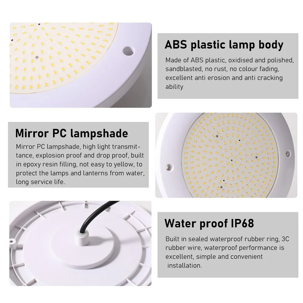 6W 12V Swimming Pool LED Light IP68 Waterproof RGB Underwater Light Submersible Lamp - White Light - 7