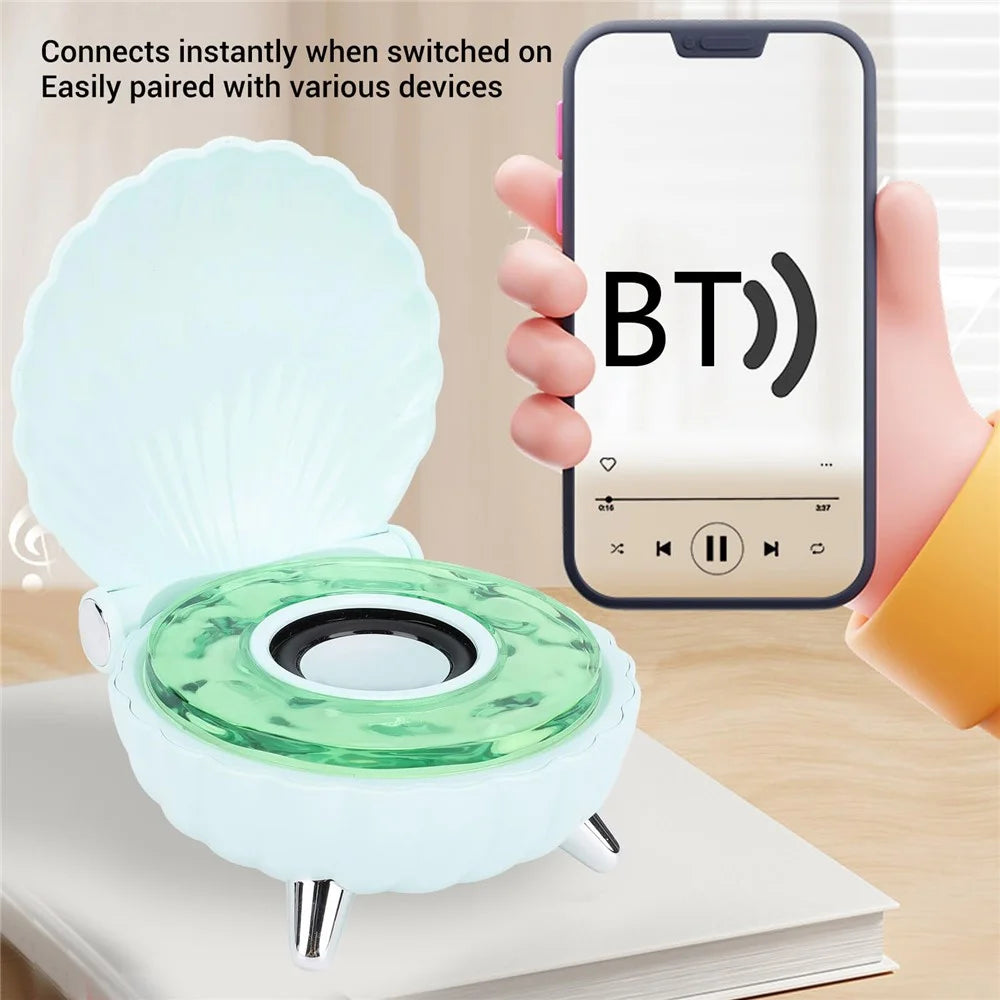 Seashell-Shaped Bluetooth-compatible Speaker Audio Subwoofer with RGB Ambient Lighting - Green - 3