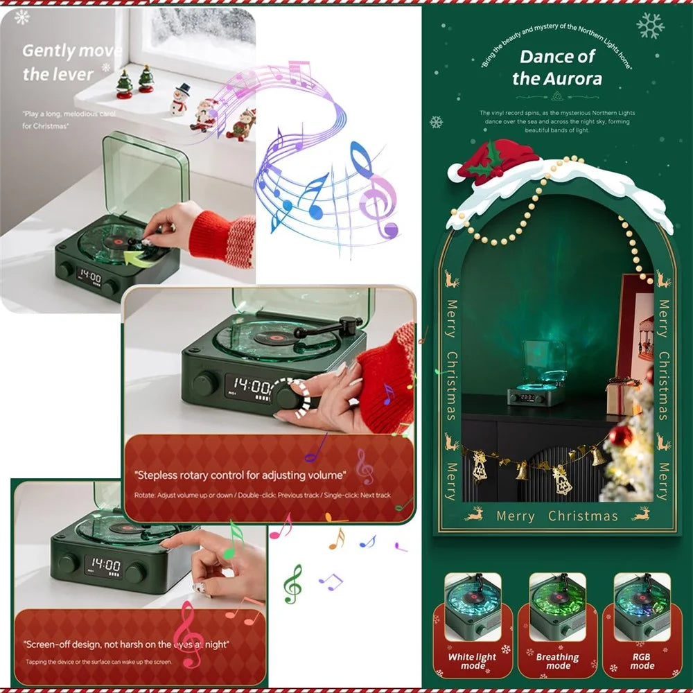 Retro Wave Christmas Bluetooth-compatible Speaker White Noise Music Player with Ambient Lights - Blackish Green - 2